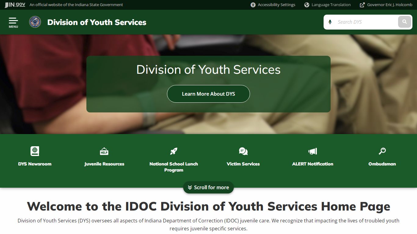Welcome to the IDOC Division of Youth Services Home Page